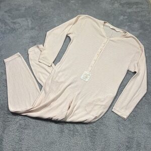 Vintage Victorias Secret Long Jane One Piece Pajamas Pink Pointelle Womens Large